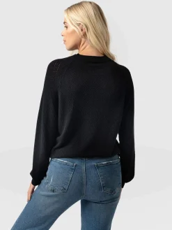 Knitwear|Sweaters|Saint and Sofia Diamond Knit Sweater - Black