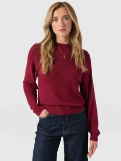 Knitwear|Sweaters|Saint and Sofia Diamond Knit Sweater - Deep Pink