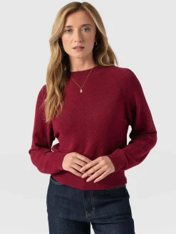 Knitwear|Sweaters|Saint and Sofia Diamond Knit Sweater - Deep Pink