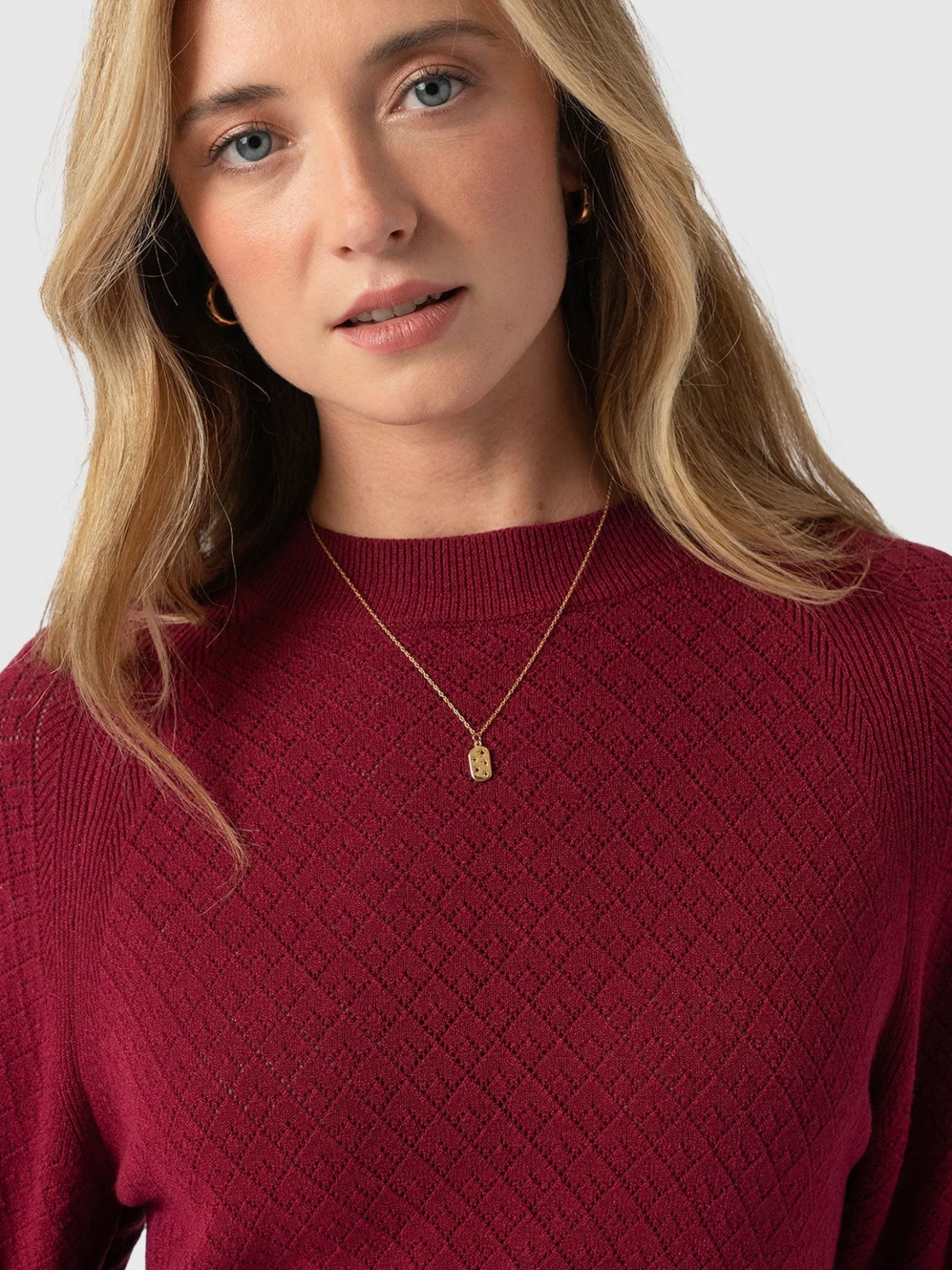 Knitwear|Sweaters|Saint and Sofia Diamond Knit Sweater - Deep Pink