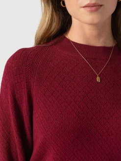 Knitwear|Sweaters|Saint and Sofia Diamond Knit Sweater - Deep Pink