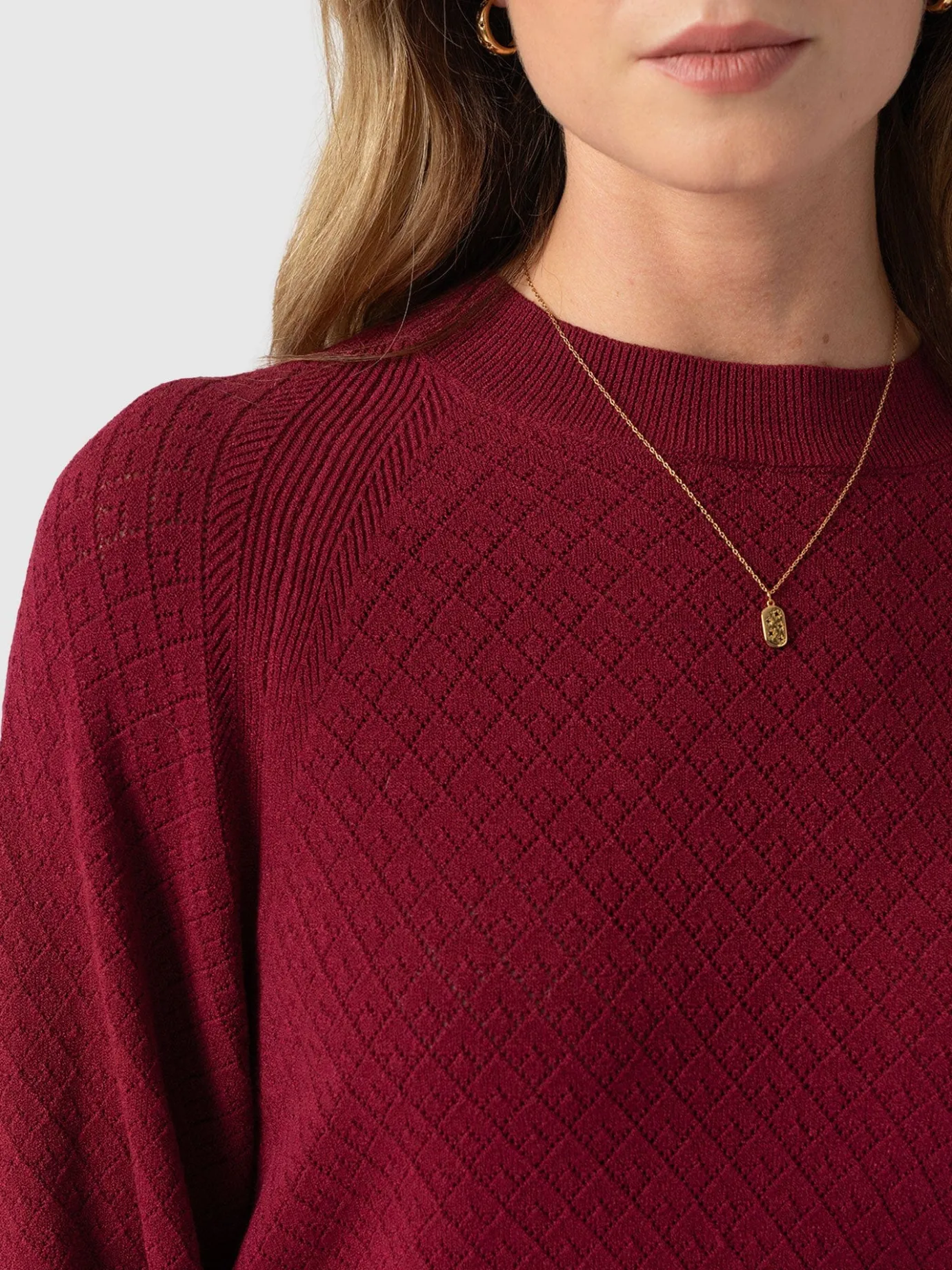 Knitwear|Sweaters|Saint and Sofia Diamond Knit Sweater - Deep Pink