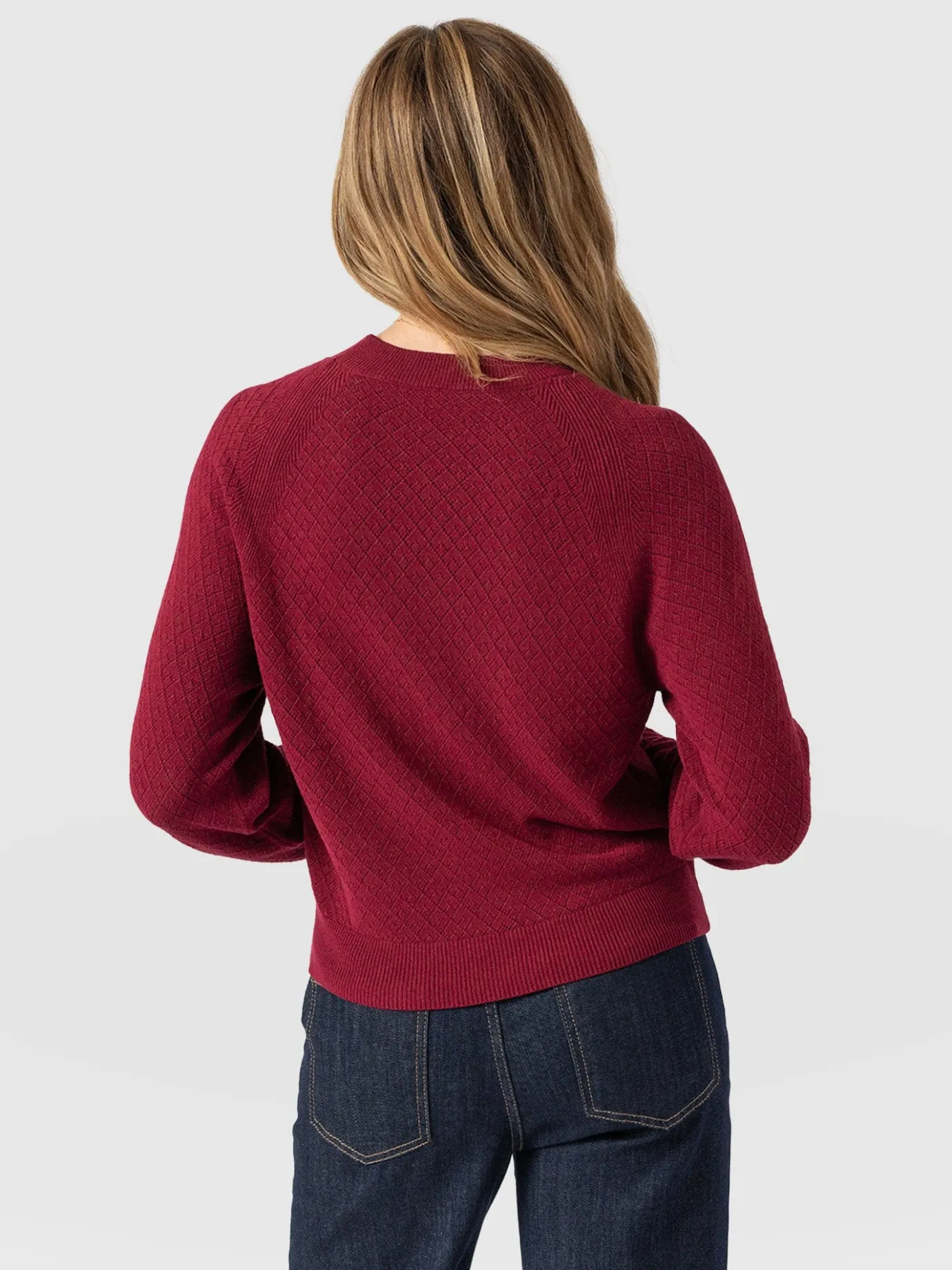 Knitwear|Sweaters|Saint and Sofia Diamond Knit Sweater - Deep Pink