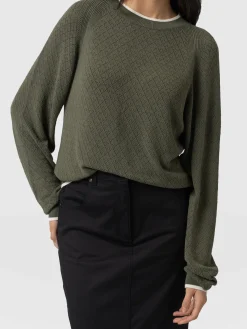 Knitwear|Sweaters|Saint and Sofia Diamond Knit Sweater - Khaki