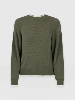 Knitwear|Sweaters|Saint and Sofia Diamond Knit Sweater - Khaki