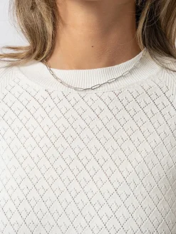 Knitwear|Saint and Sofia Diamond Knit Sweater - White