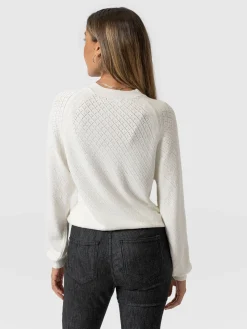 Knitwear|Saint and Sofia Diamond Knit Sweater - White