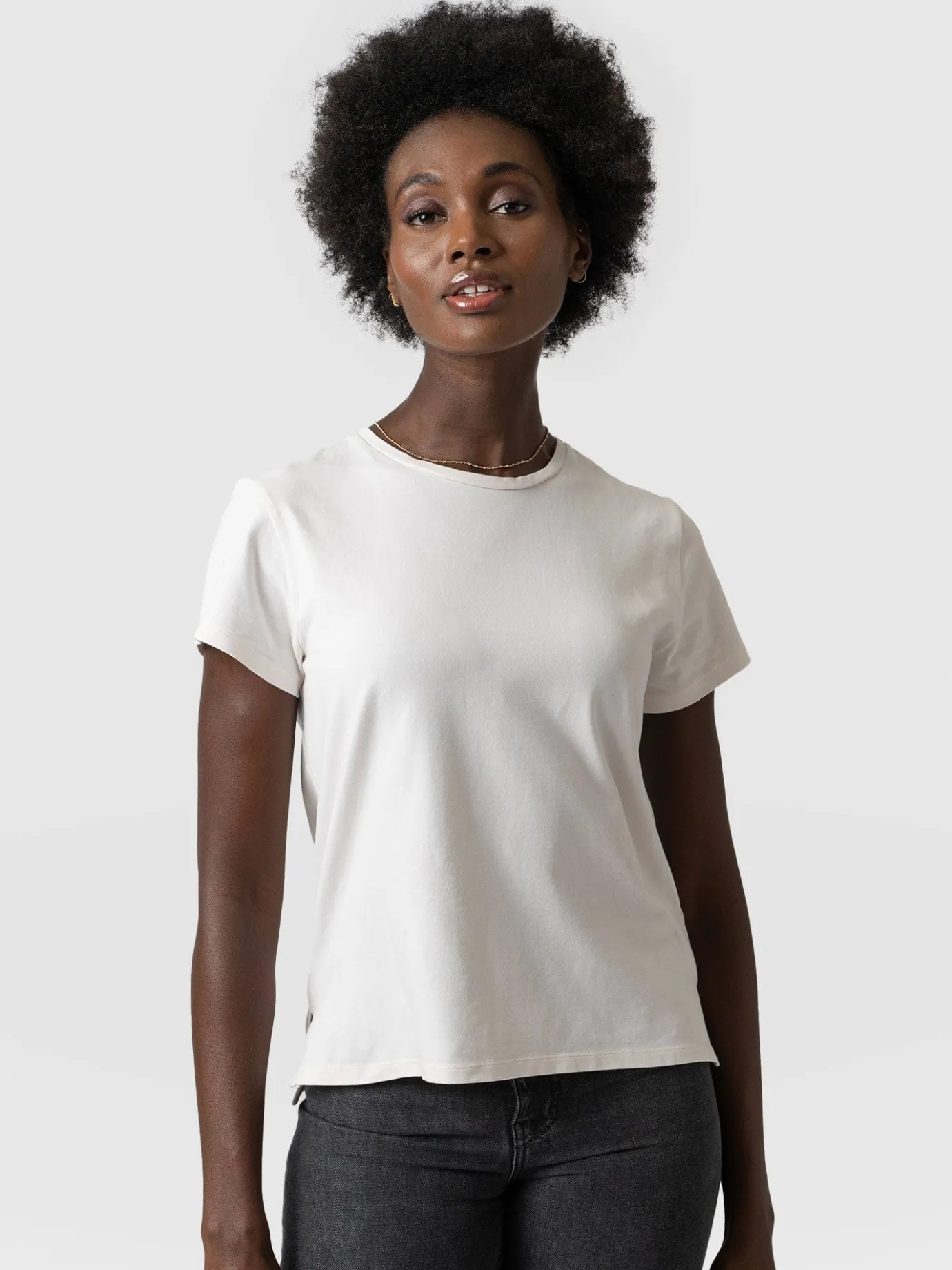 T-shirts & Tanks|Saint and Sofia Easy Cotton Tee - Cream