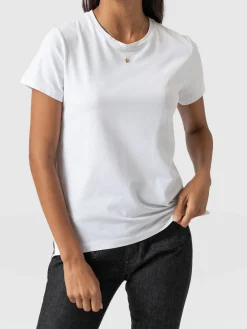 T-shirts & Tanks|Saint and Sofia Easy Cotton Tee - White