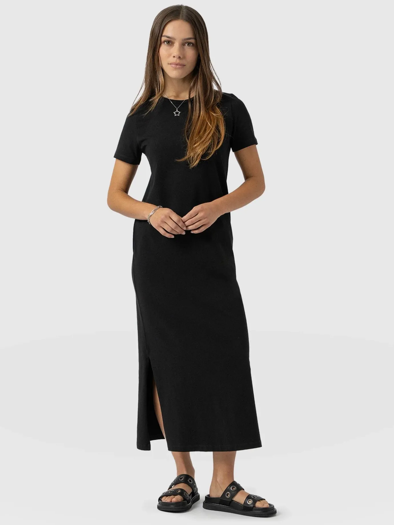 Dresses|Saint and Sofia Easy T-Shirt Midi Dress - Black