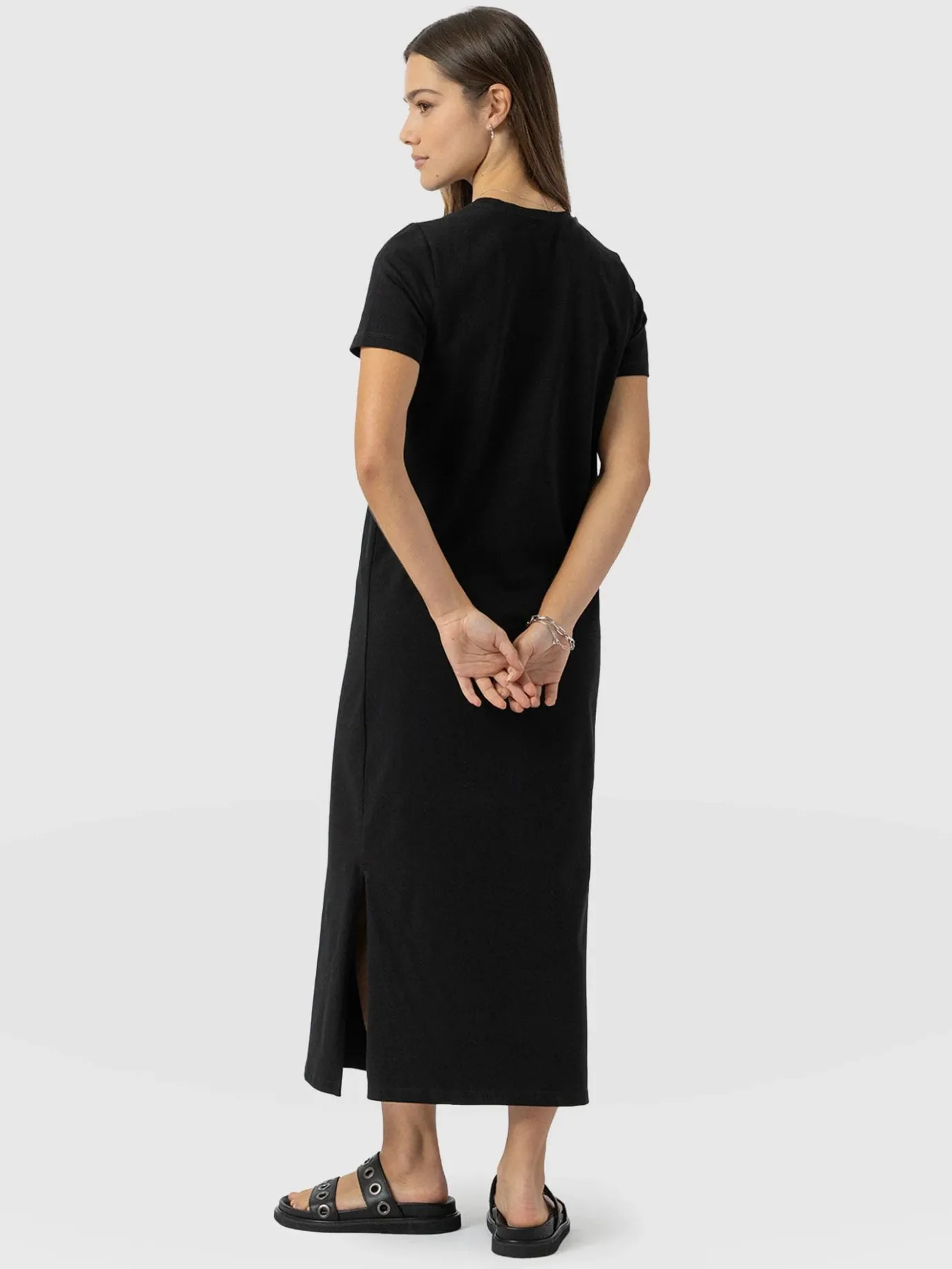 Dresses|Saint and Sofia Easy T-Shirt Midi Dress - Black