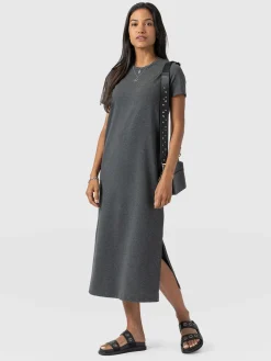 Dresses|Saint and Sofia Easy T-Shirt Midi Dress - Charcoal