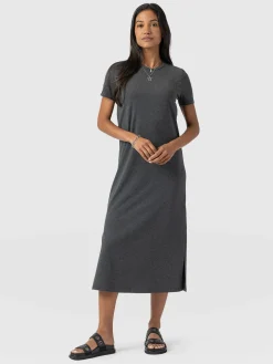 Dresses|Saint and Sofia Easy T-Shirt Midi Dress - Charcoal