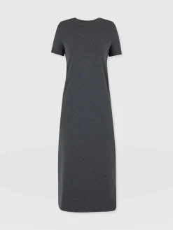 Dresses|Saint and Sofia Easy T-Shirt Midi Dress - Charcoal