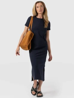 Dresses|Saint and Sofia Easy T-Shirt Midi Dress - Navy