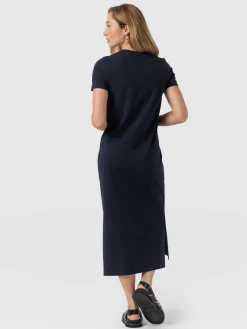 Dresses|Saint and Sofia Easy T-Shirt Midi Dress - Navy