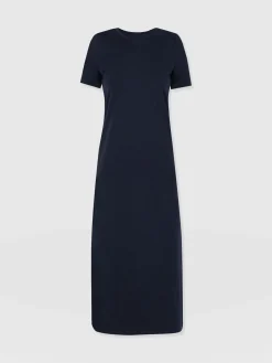 Dresses|Saint and Sofia Easy T-Shirt Midi Dress - Navy