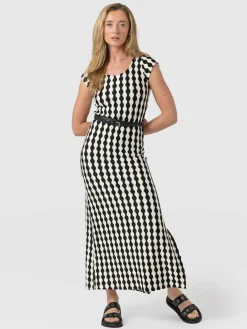 Dresses|Saint and Sofia Elise Scoop Neck Midaxi Dress - Black/Cream