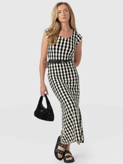 Dresses|Saint and Sofia Elise Scoop Neck Midaxi Dress - Black/Cream