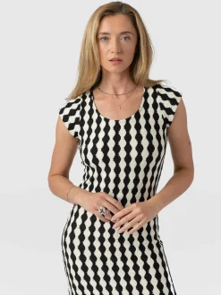 Dresses|Saint and Sofia Elise Scoop Neck Midaxi Dress - Black/Cream