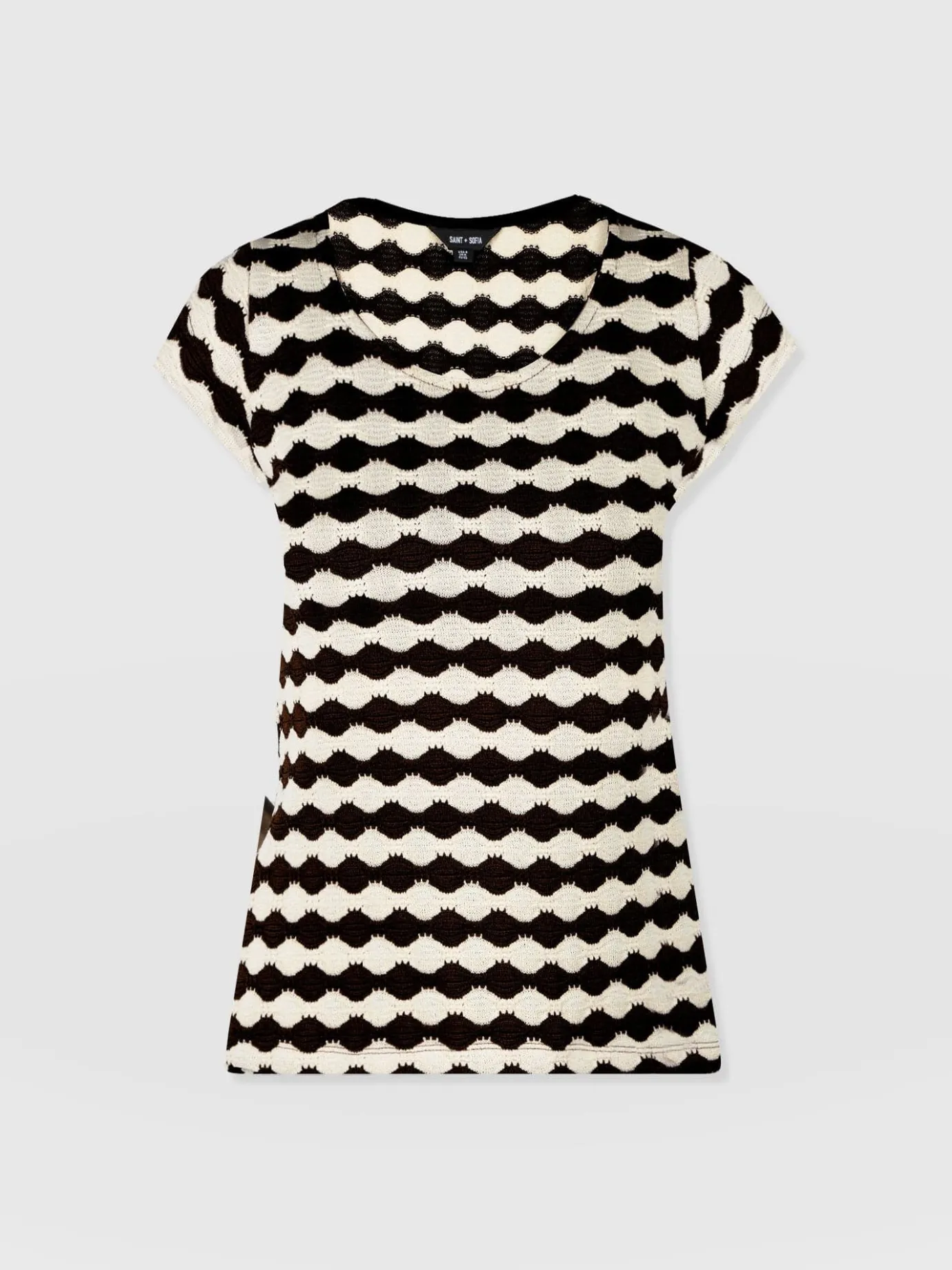 T-shirts & Tanks|Saint and Sofia Elise Scoop Neck Tee - Black/Cream