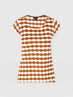 T-shirts & Tanks|Saint and Sofia Elise Scoop Neck Tee - Brown/Cream