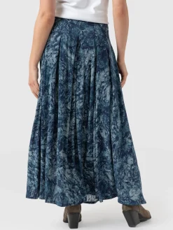 Skirts|Saint and Sofia Eliza Pleated Skirt - Blue Marble