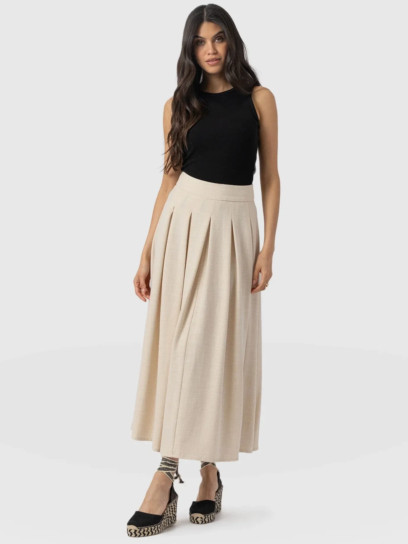Skirts|Saint and Sofia Eliza Pleated Skirt - Cream