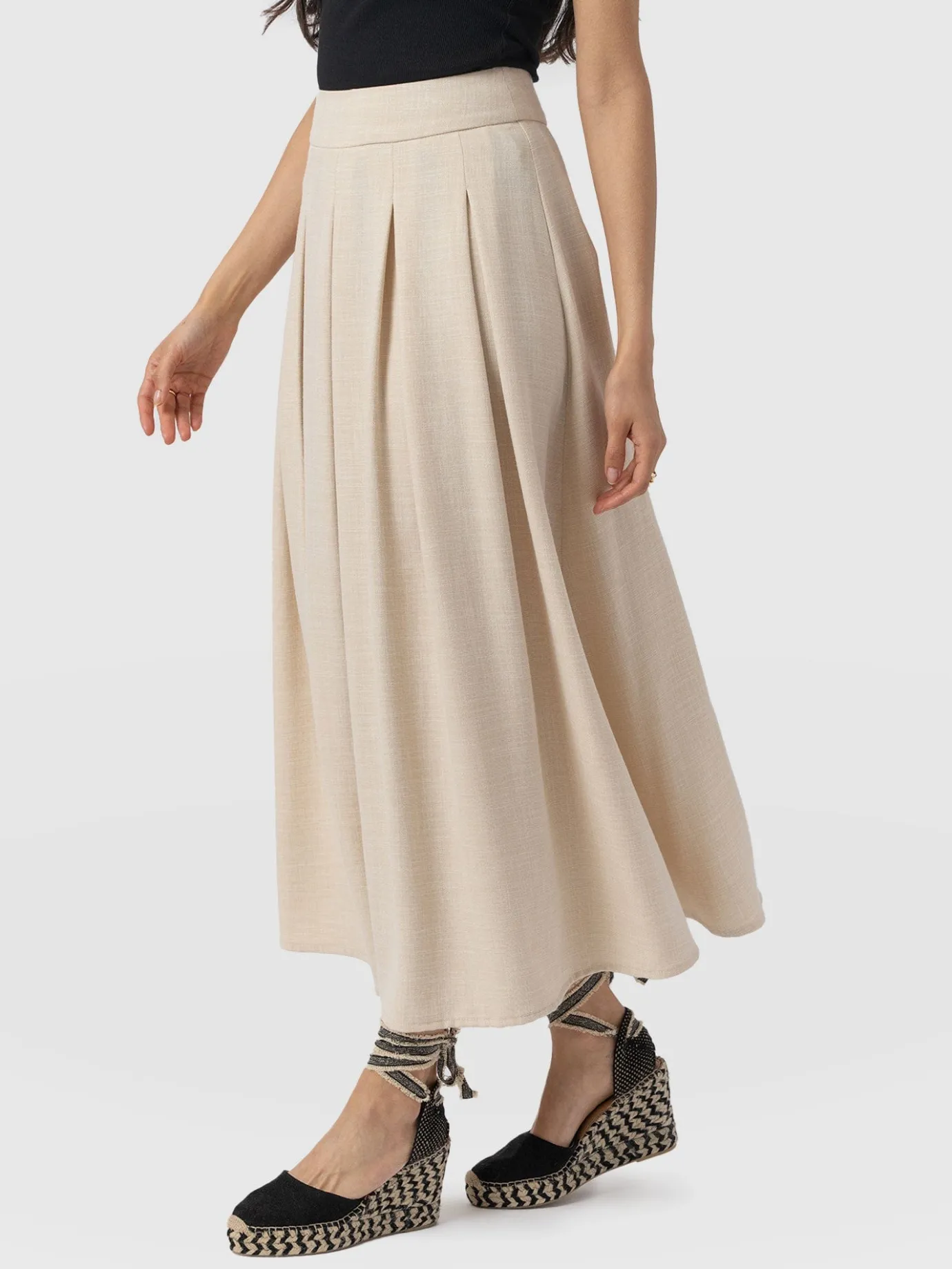 Skirts|Saint and Sofia Eliza Pleated Skirt - Cream