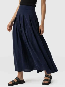 Skirts|Saint and Sofia Eliza Pleated Skirt - Navy