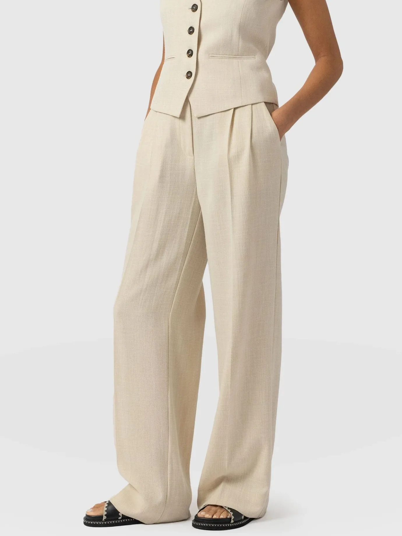Pants|Saint and Sofia Emery Wide Leg Pant - Cream