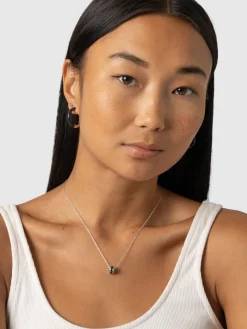 Jewelry|Earrings|Saint and Sofia Enamel Hoop Earrings - Silver/Black