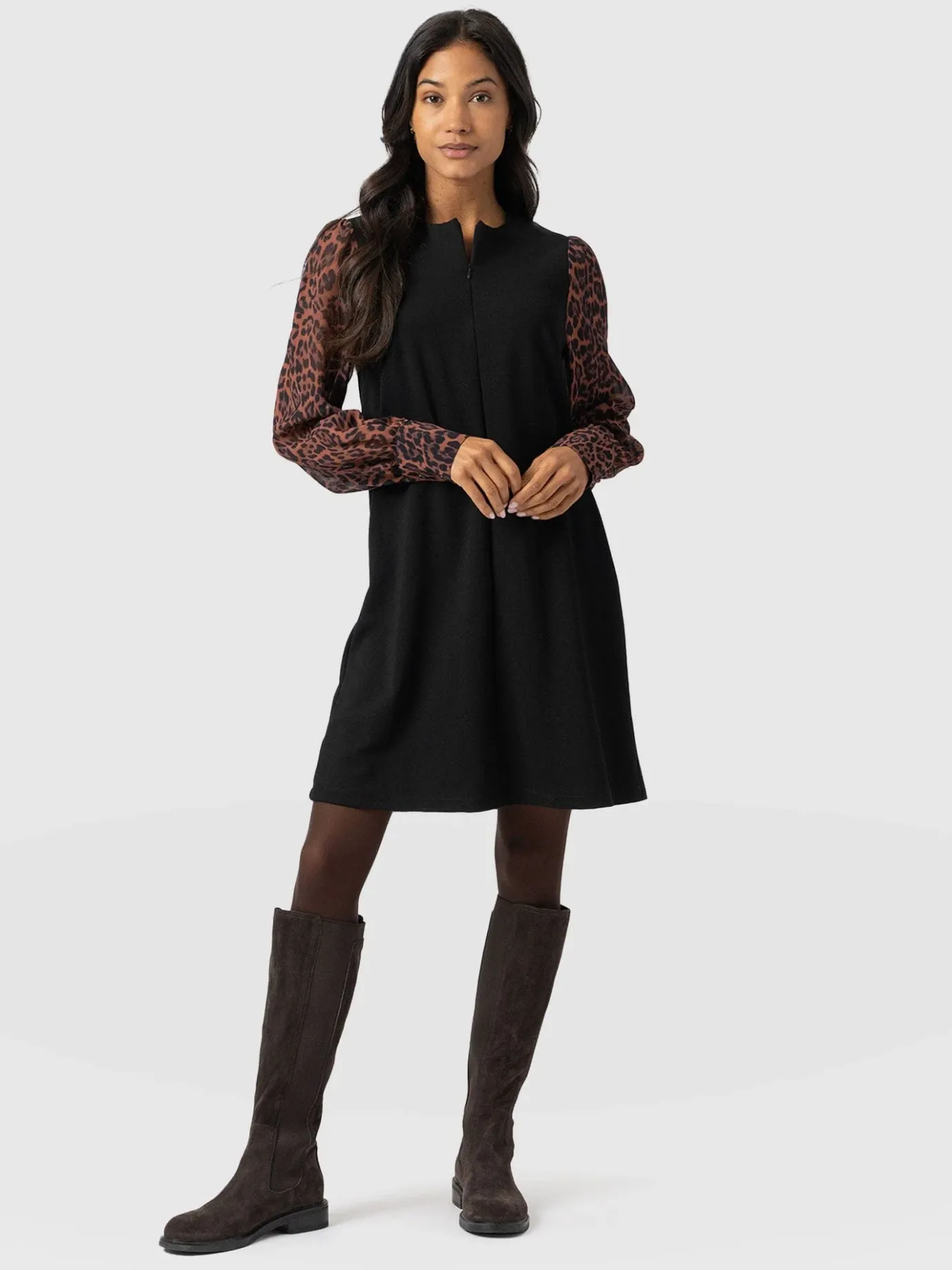 Dresses|Saint and Sofia Esme Zip Up Dress - Brown Leopard