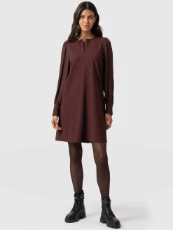 Dresses|Saint and Sofia Esme Zip Up Dress - Maroon