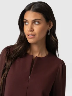 Dresses|Saint and Sofia Esme Zip Up Dress - Maroon