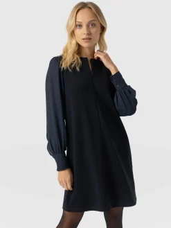 Dresses|Saint and Sofia Esme Zip Up Dress - Navy