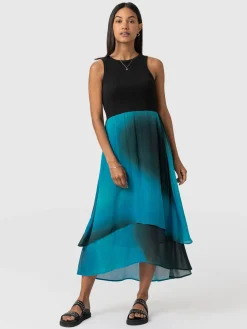 Dresses|Saint and Sofia Etta Layered Dress - Blue coral