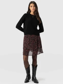 Skirts|Saint and Sofia Etta Mini Layered Skirt - Red Ditsy Leopard