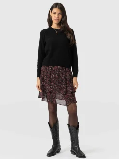 Skirts|Saint and Sofia Etta Mini Layered Skirt - Red Ditsy Leopard