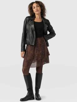 Skirts|Saint and Sofia Etta Mini Layered Skirt - Brown Snake