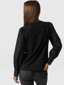 Blouses & Shirts|T-shirts & Tanks|Saint and Sofia Eva Mock Shirt - Black