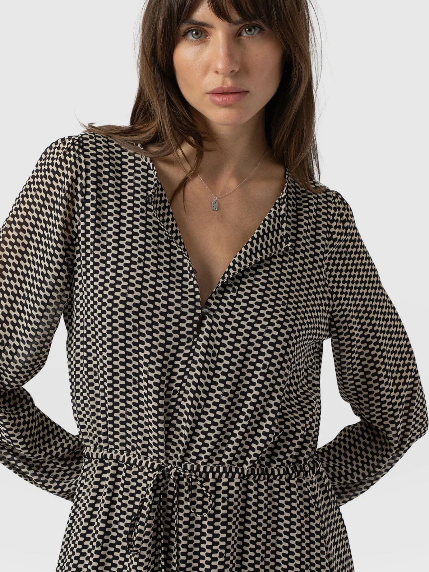 Dresses|Saint and Sofia Evelyn High Low Dress - Monochrome Wave