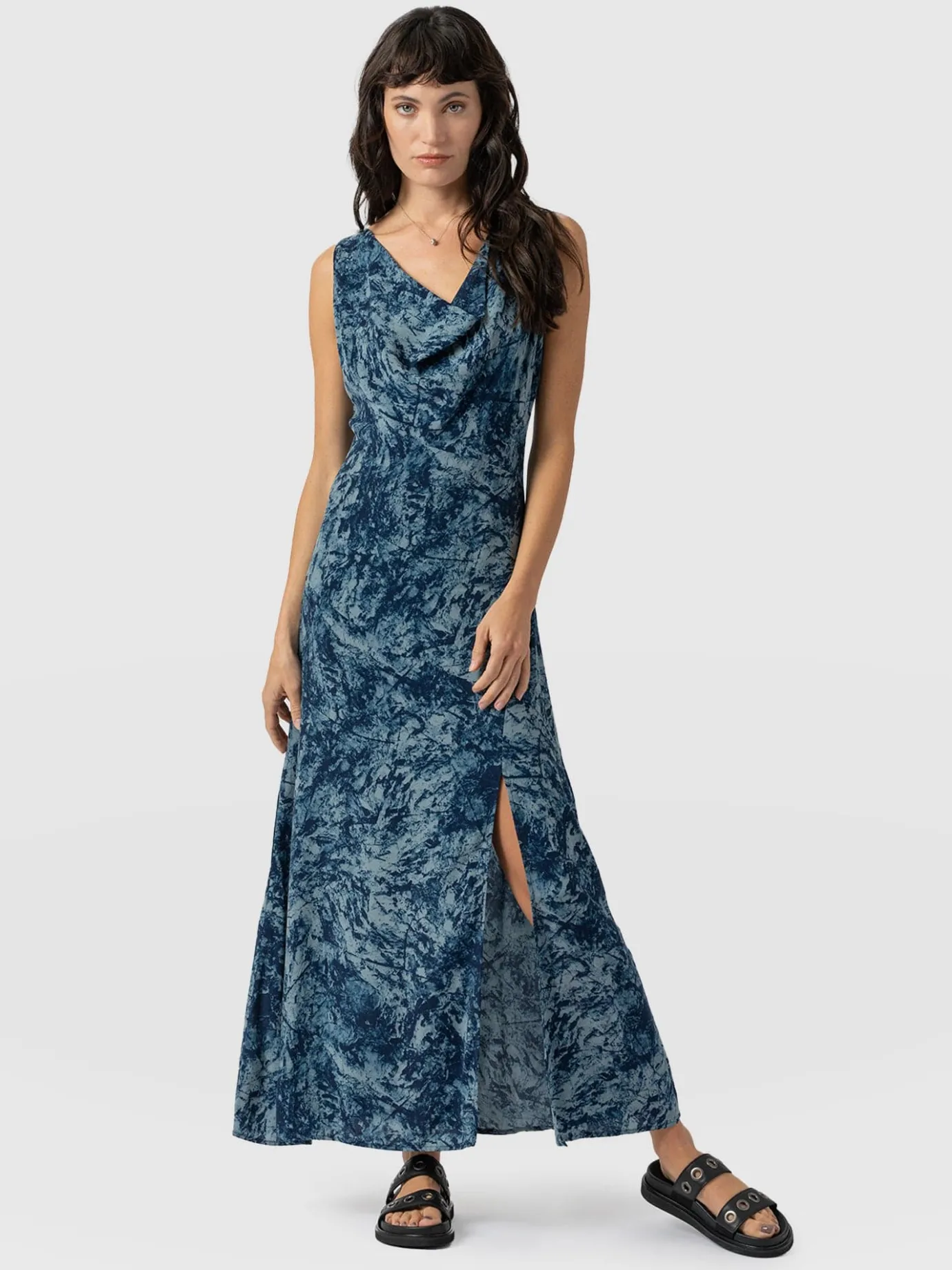Dresses|Saint and Sofia Faye Cowl Neck Dress - Blue Marble