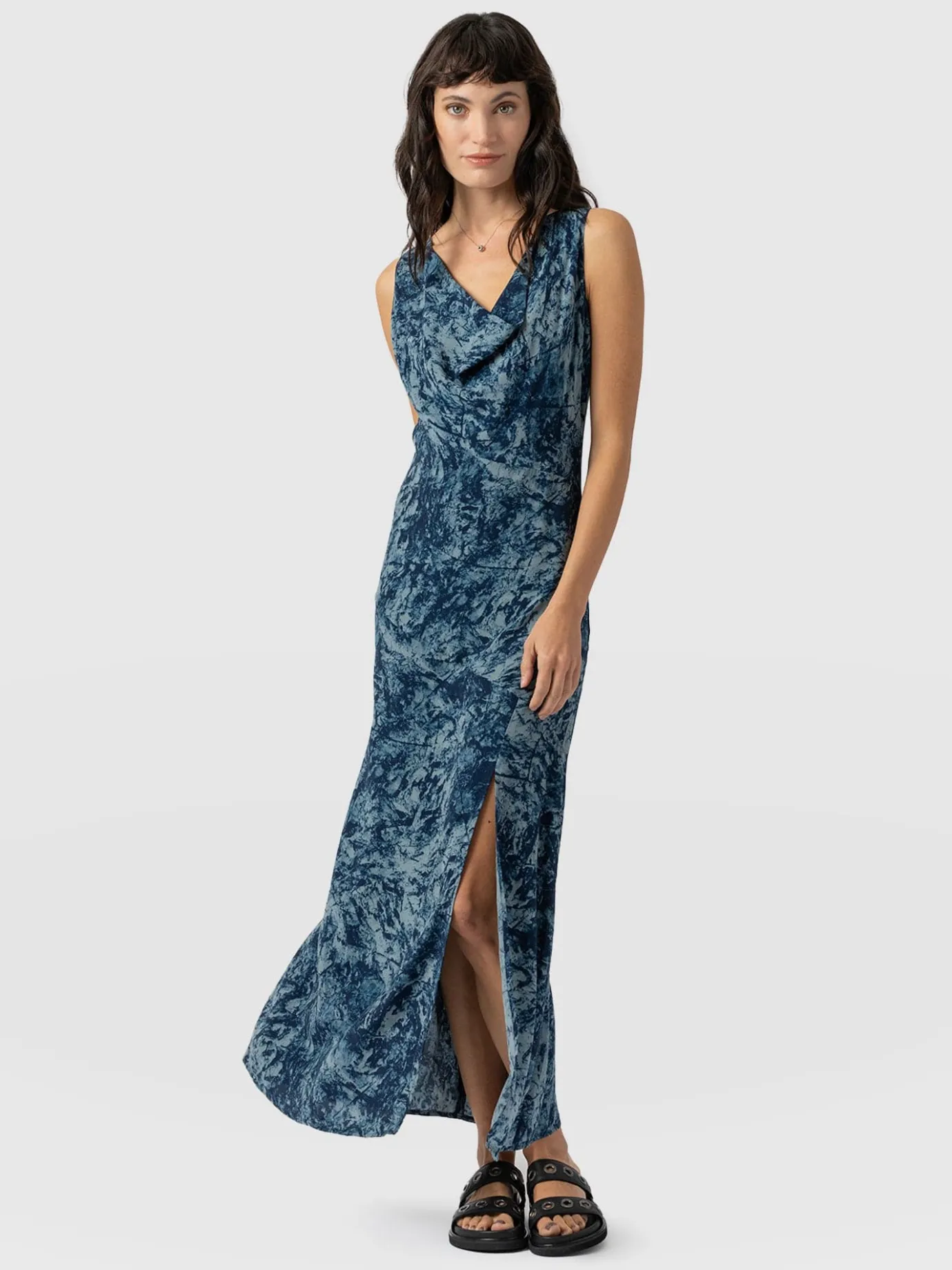 Dresses|Saint and Sofia Faye Cowl Neck Dress - Blue Marble