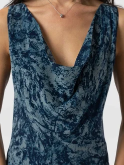 Dresses|Saint and Sofia Faye Cowl Neck Dress - Blue Marble
