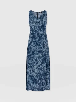 Dresses|Saint and Sofia Faye Cowl Neck Dress - Blue Marble