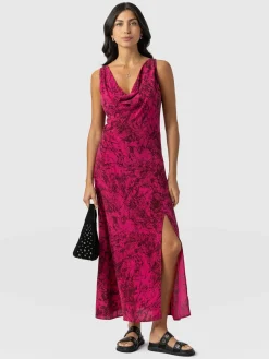 Dresses|Saint and Sofia Faye Cowl Neck Dress - Pink Marble