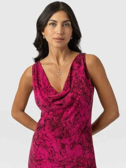 Dresses|Saint and Sofia Faye Cowl Neck Dress - Pink Marble