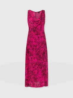 Dresses|Saint and Sofia Faye Cowl Neck Dress - Pink Marble