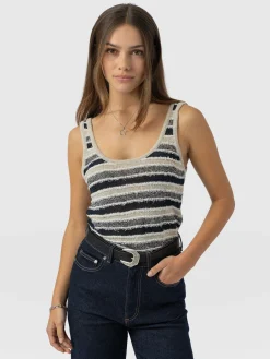 Knitwear|T-shirts & Tanks|Saint and Sofia Fearne Knit Cami - Blue Stripe